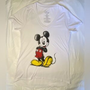 Disney Mickey Mouse Shirt Size L V-Neck Short Sleeve